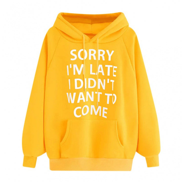 Damen Lockere Kapuzenpullover mit Statement-Print, Kängurutasche und Raglanärmeln – Auréline