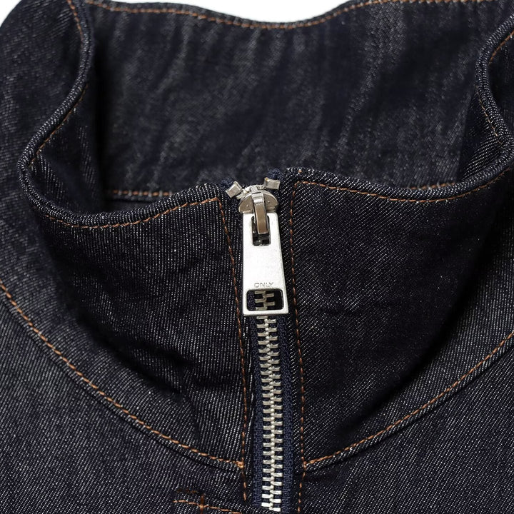 Damen Jeans-Cropped-Blouson mit Taillengürtel und hohem Stehkragen Echo Archiv