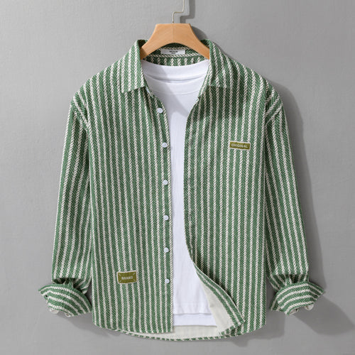 Herren Texturiertes Hemdjacken-Overshirt mit diagonaler Fischgrät-Struktur Echoarchiv