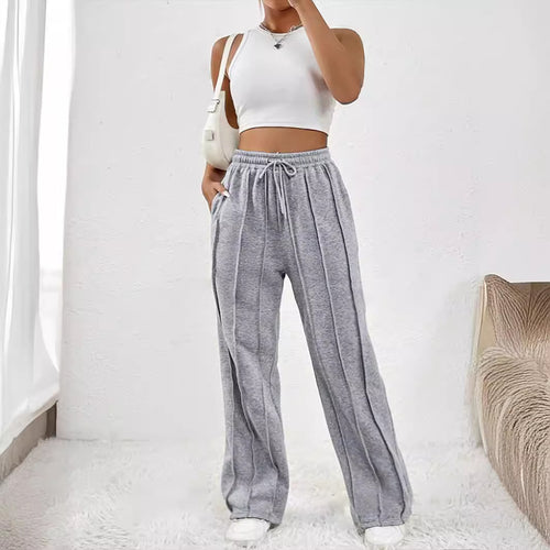 Damen Weite High-Waist Plissee-Hose mit Tunnelzug und markanter Bügelfalte Echoarchiv