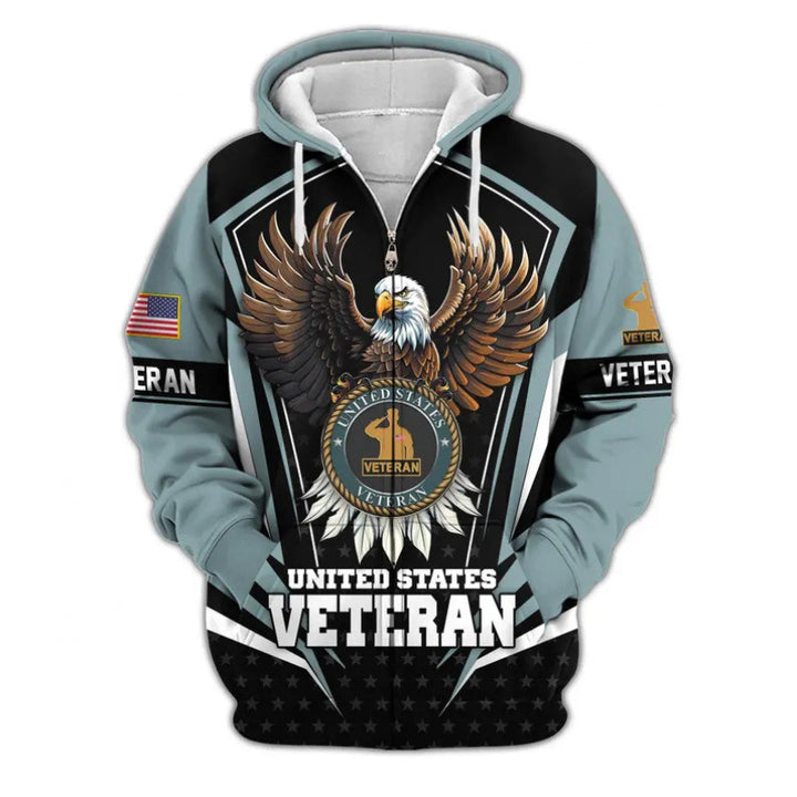 Herren Kapuzensweater mit amerikanischem Veteranenmotiv Echoarchiv