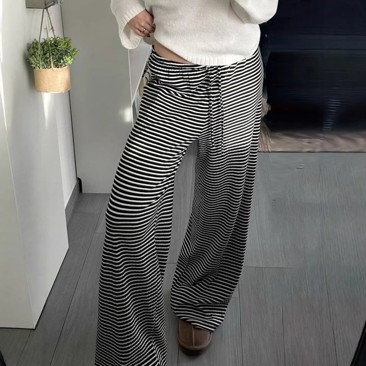 Damen Lässige Lounge-Hosen mit elastischem Bund und feinem Streifenmuster Echo Archiv