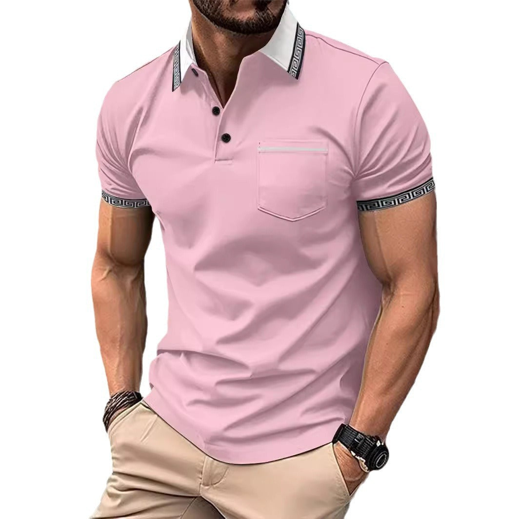 Herren Polohemd mit kontrastierenden Kragenakzenten und praktischer Brusttasche Echoarchiv