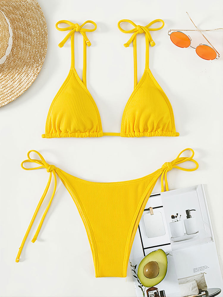 Damen Triangel-Bikini-Set mit verstellbaren Bindebändern und strukturiertem Obermaterial Echo Archiv