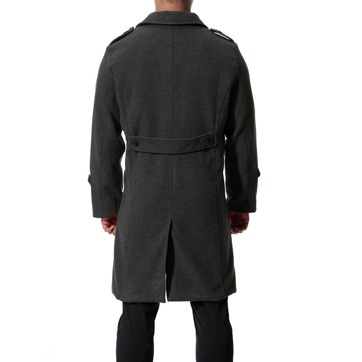 Herren langer Wollmantel mit klassischem Schnitt und praktischen Taschen Echoarchiv