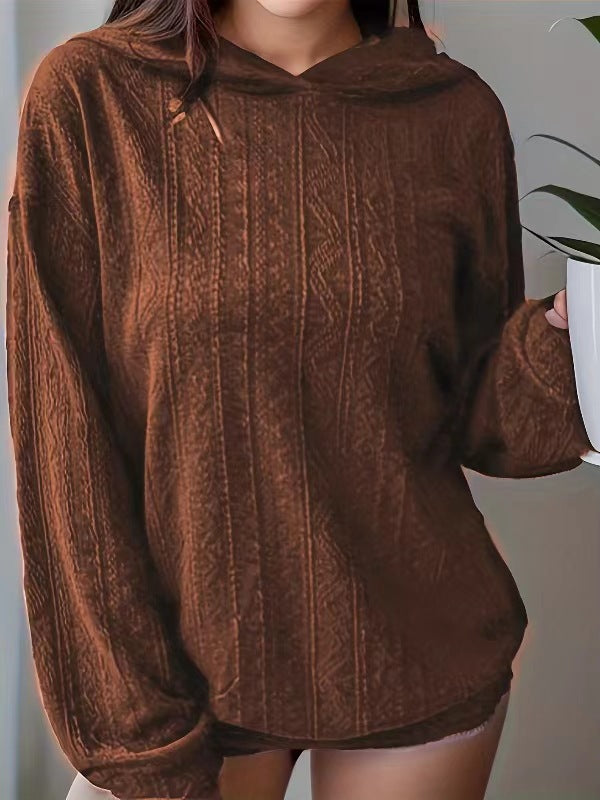 Damen Oversize Kapuzenpullover mit strukturierter Wellenoptik und Kängurutasche Echoarchiv