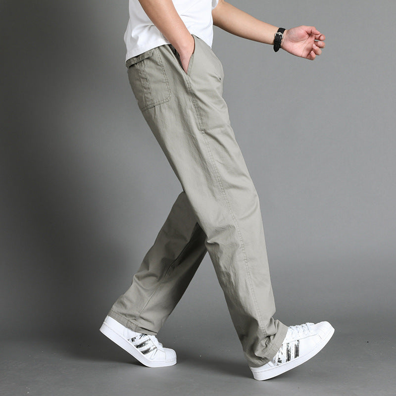 Herren Lässige Canvas-Chinohose mit elastischem Tunnelzugbund, aufgesetzten Taschen & geradem Bein Echo Archiv
