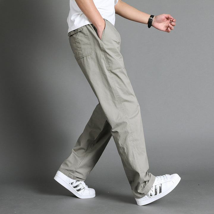 Herren Lässige Canvas-Chinohose mit elastischem Tunnelzugbund, aufgesetzten Taschen & geradem Bein Echo Archiv