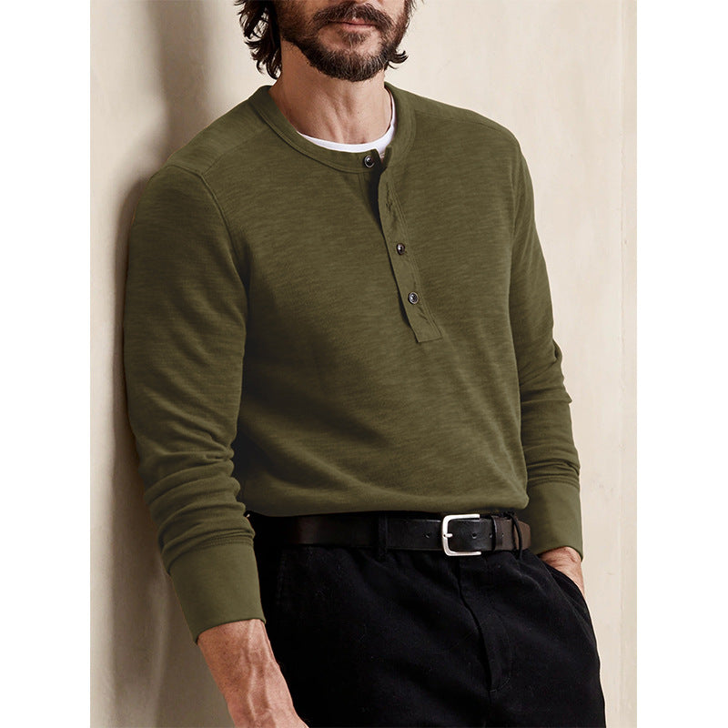 Herren Henley-T-Shirt mit Knopfleiste und weichem Baumwollstoff Echoarchiv