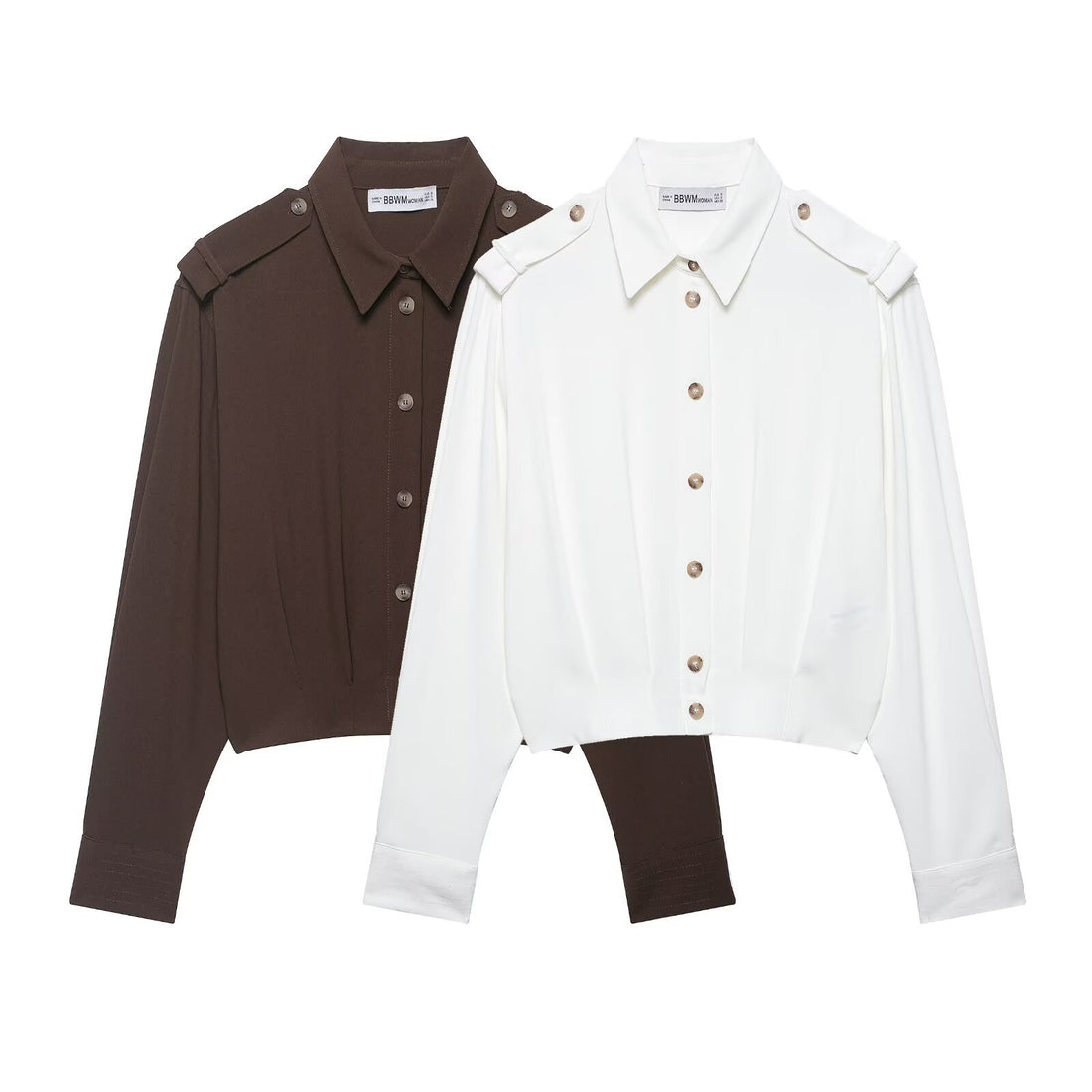 Damen Cropped-Hemdbluse mit dekorativen Epauletten und taillierter Korsettoptik Echoarchiv