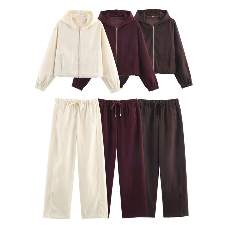Damen Boxy-Kapuzenjacke aus Veloursoptik mit durchgehendem Reißverschluss und Gummsaum Echo Archiv