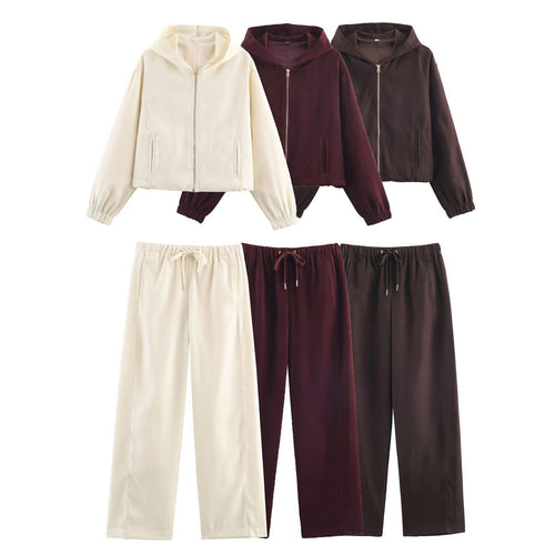 Damen Boxy-Kapuzenjacke aus Veloursoptik mit durchgehendem Reißverschluss und Gummsaum Echo Archiv