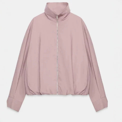Damen Kurzblouson im Boxy‑Cut mit hohem Stehkragen, verdecktem Reißverschluss und elastischem Saum Echo Archiv
