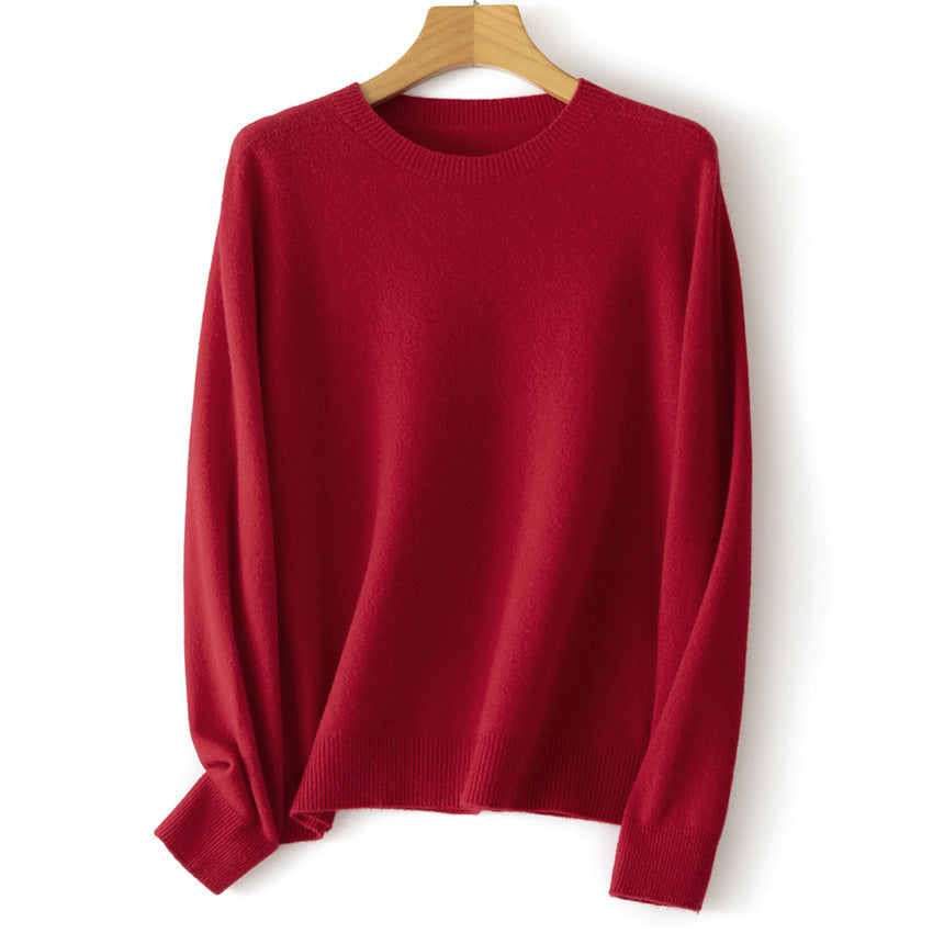 Damen Kaschmir-Mix Rundhalspullover mit Oversize-Schnitt Echoarchiv
