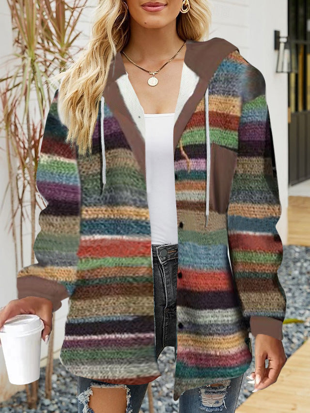 Frauen Oversized Hoodie mit Druckknopfverschluss und Kontrastbesatz – Auréline