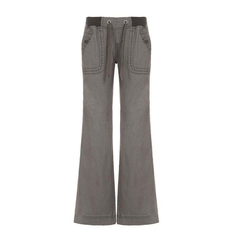 Damen High‑Waist Schlaghose aus Baumwollmix mit Elastikbund, Tunnelzug und aufgesetzten Taschen – Avélisse
