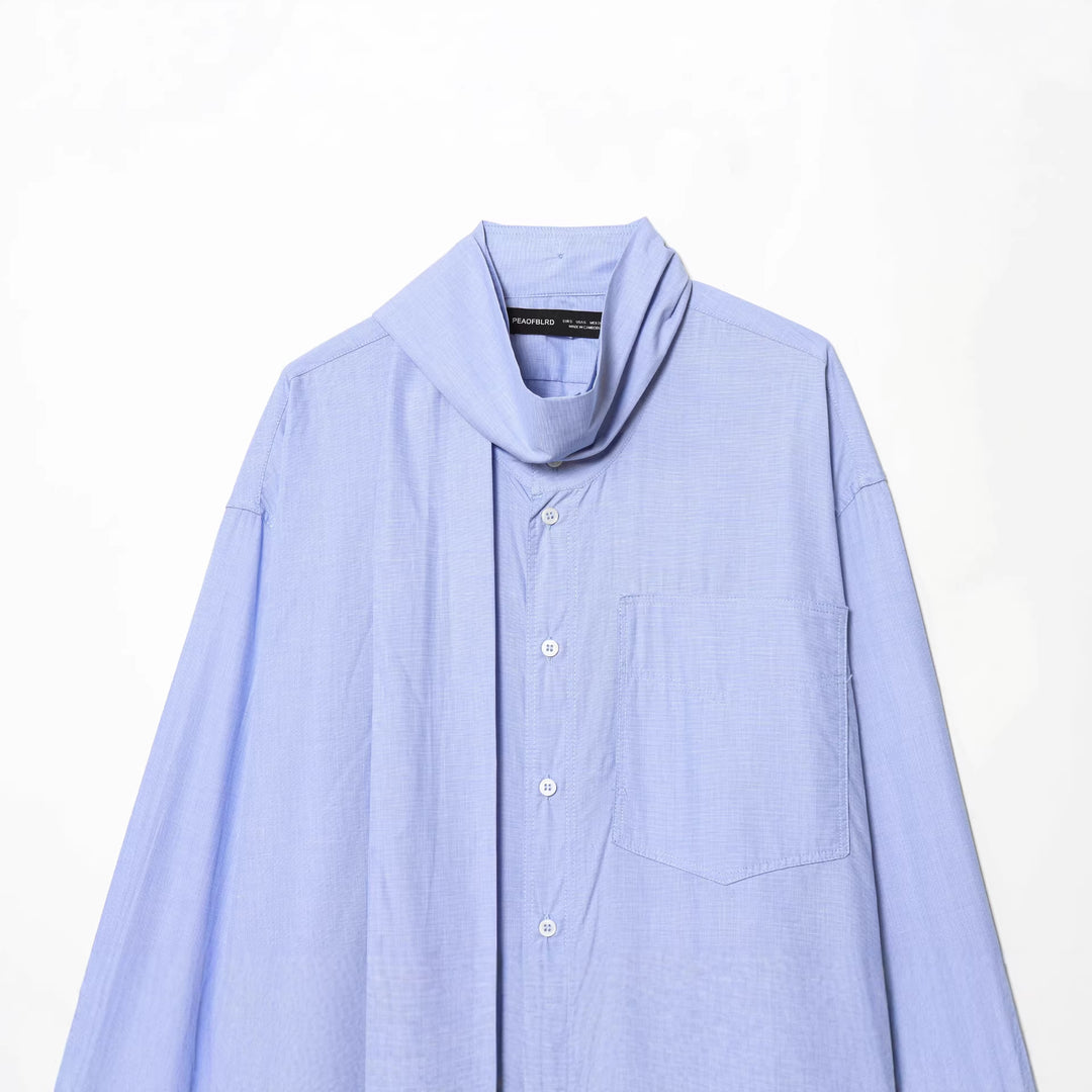 Damen oversized Hemdbluse mit dekorativer Schluppe, cropped Boxy-Schnitt und aufgesetzter Brusttasche – Élovi