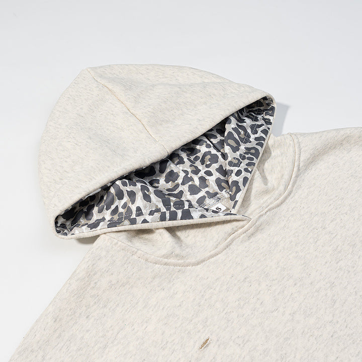 Damen weites Kapuzen‑Sweatshirt mit Leomuster‑Futter, Kängurutasche und Vintage‑Effekt – Auréline
