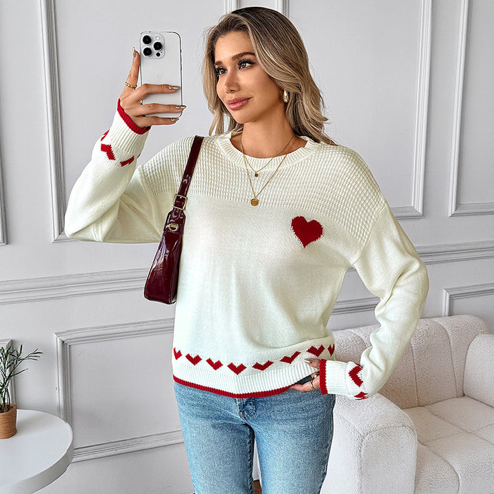 Damen Verspielter Strickpullover mit Herzmotiven Echo Archiv