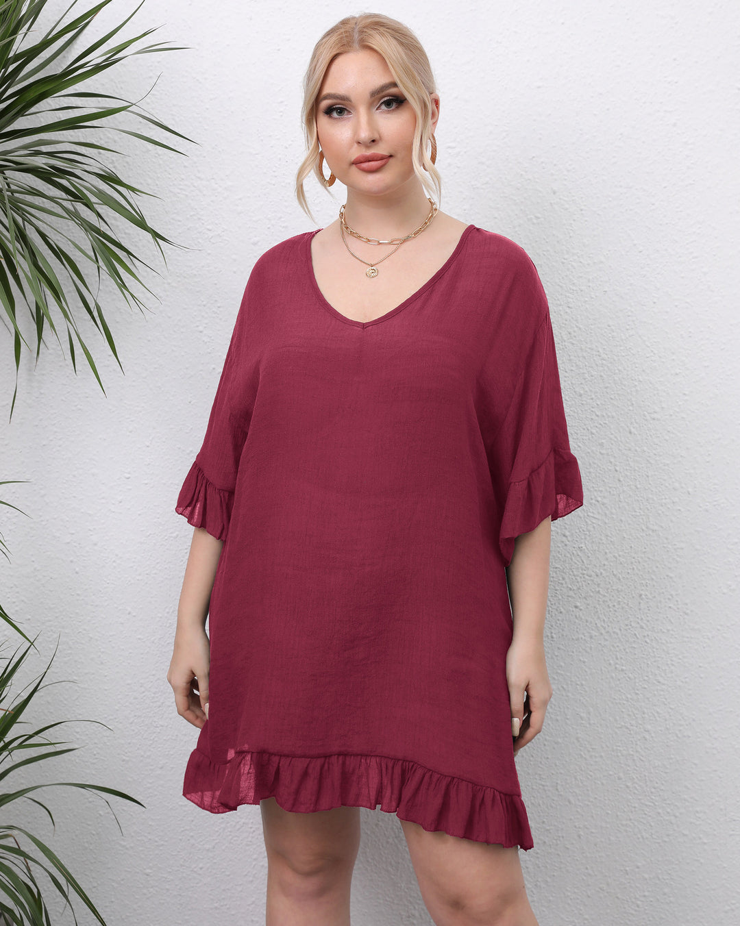 Damen leichtes Strandkleid mit voluminösen Rüschen Echo Archiv
