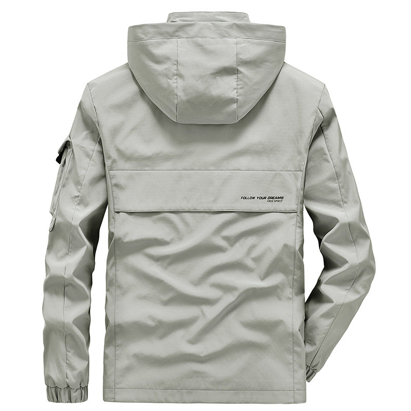 Herren Leichter Wasserabweisender Windbreaker mit Kapuze und Mehrfachtaschen – Taviero