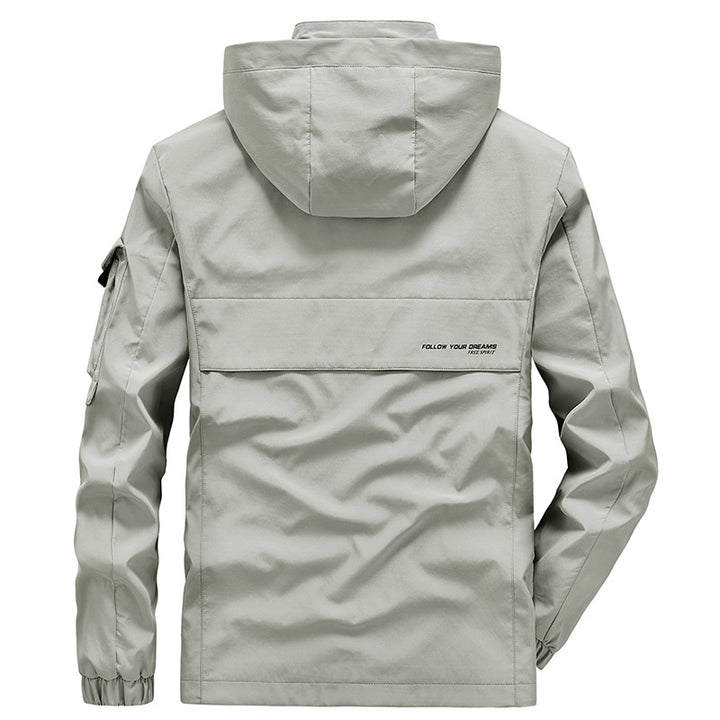 Herren Leichter Wasserabweisender Windbreaker mit Kapuze und Mehrfachtaschen – Taviero