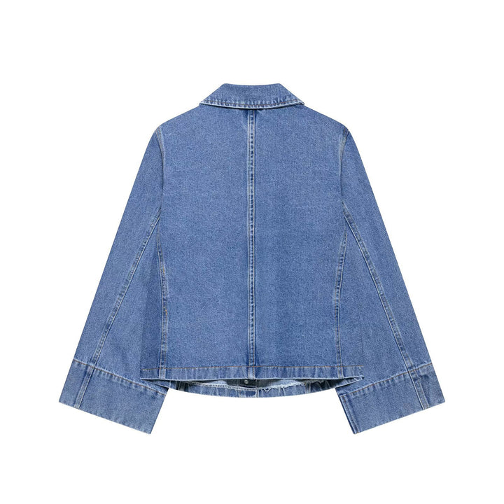 Damen Oversize-Jeansjacke mit Hemdkragen und großen aufgesetzten Taschen Echo Archiv