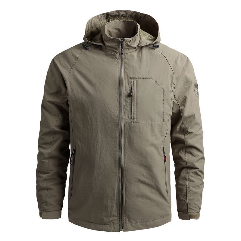 Herren nan leichte wasserabweisende Softshelljacke mit Kapuze und Brusttasche Echo Archiv