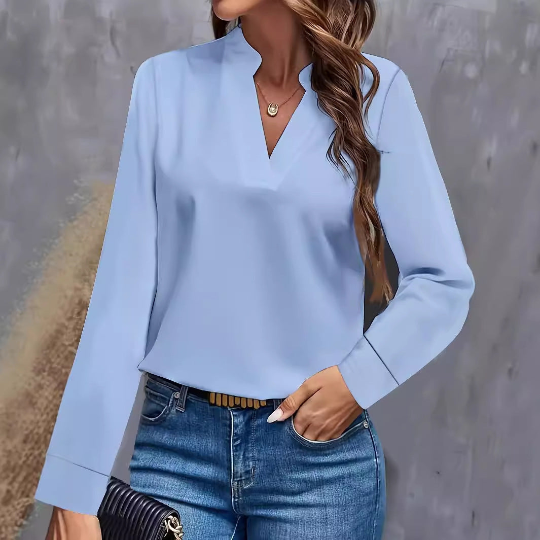 Damen Bluse mit Stehkragen und langen Ärmeln Echoarchiv