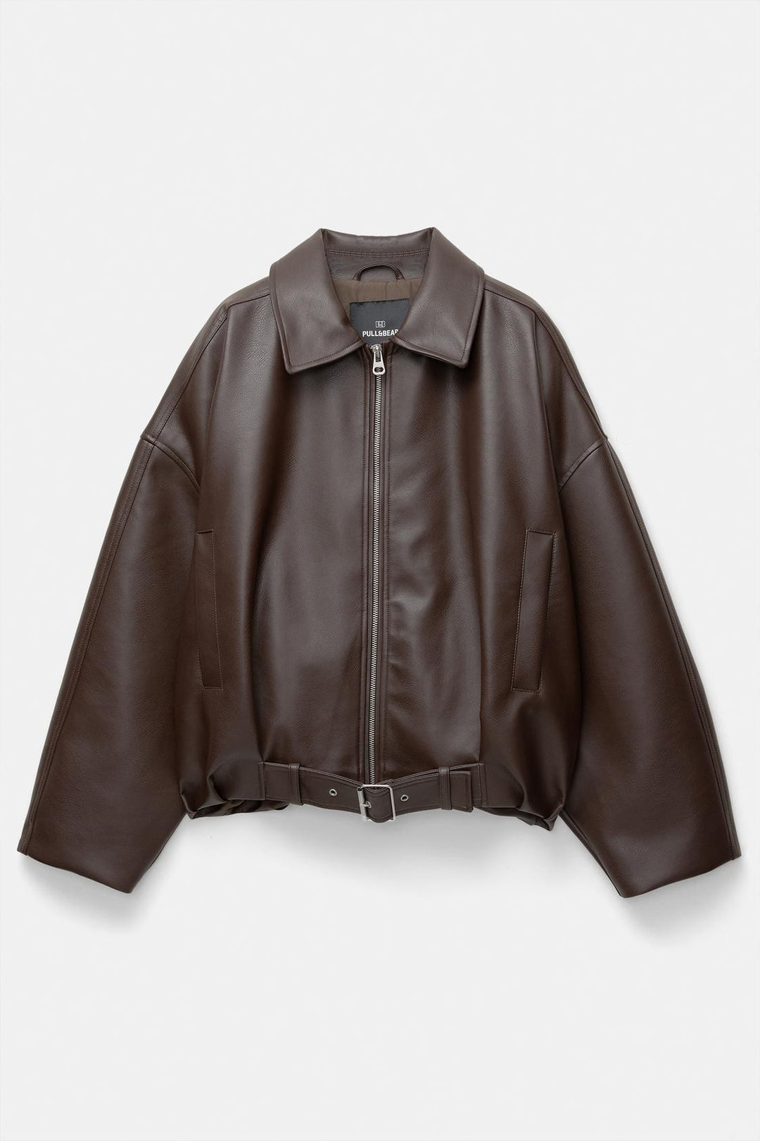 Damen Oversized Lederimitat-Blouson mit Taillengürtel Echo Archiv