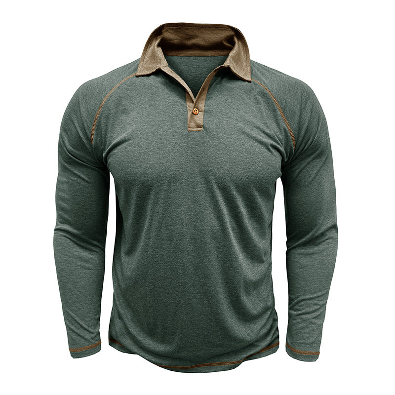Herren Polo-Hemd mit kontrastierendem Kragen und langem Arm Echoarchiv