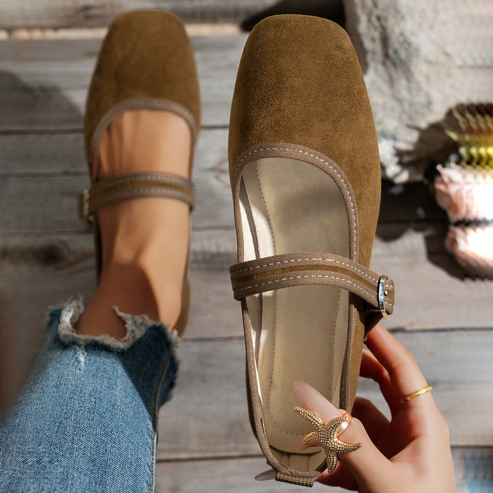 Damen edle Ballerinas mit klassischem Riemen Echoarchiv
