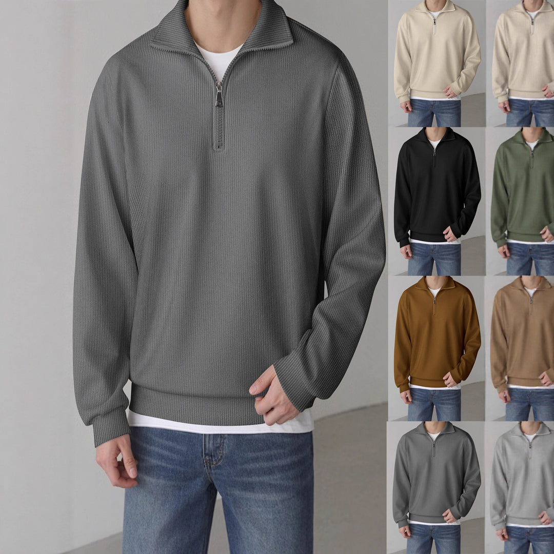 Herren lässiger Pullover mit halbem Reißverschluss Echoarchiv