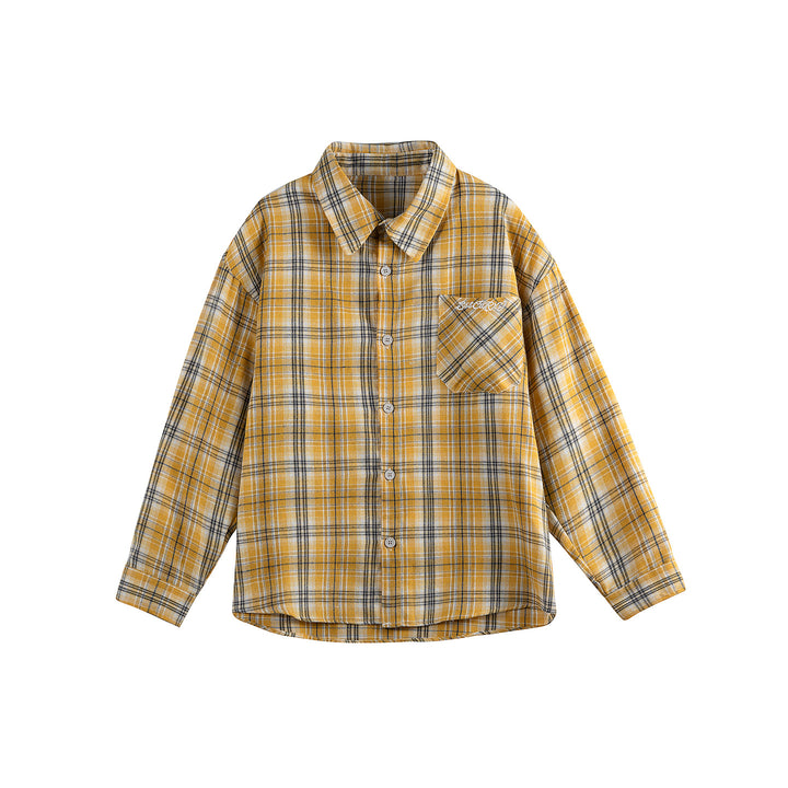 Unisex Lockerer Flanell-Buttondown im Overshirt‑Schnitt mit abgerundetem Saum Echoarchiv