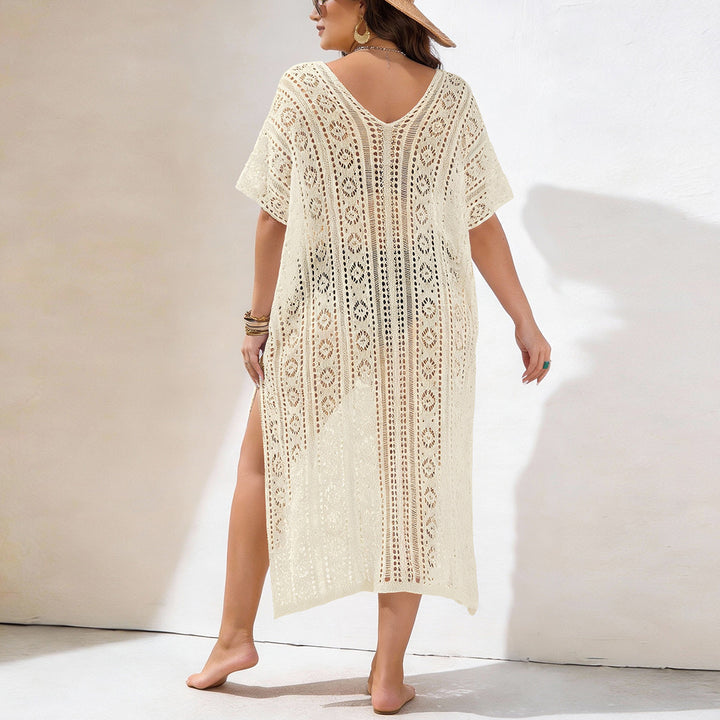 Damen Häkelstrandkleid mit V-Ausschnitt und seitlichem Schlitz Echo Archiv