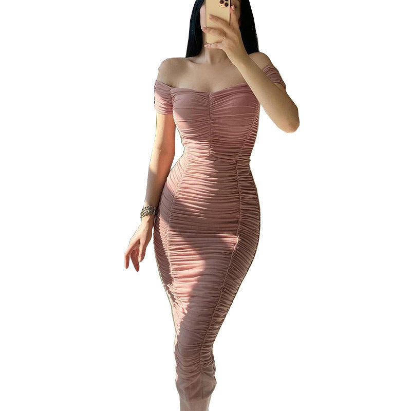 Damen Figurbetontes Wickelkleid mit Off-Shoulder Design und Raffung Echo Archiv