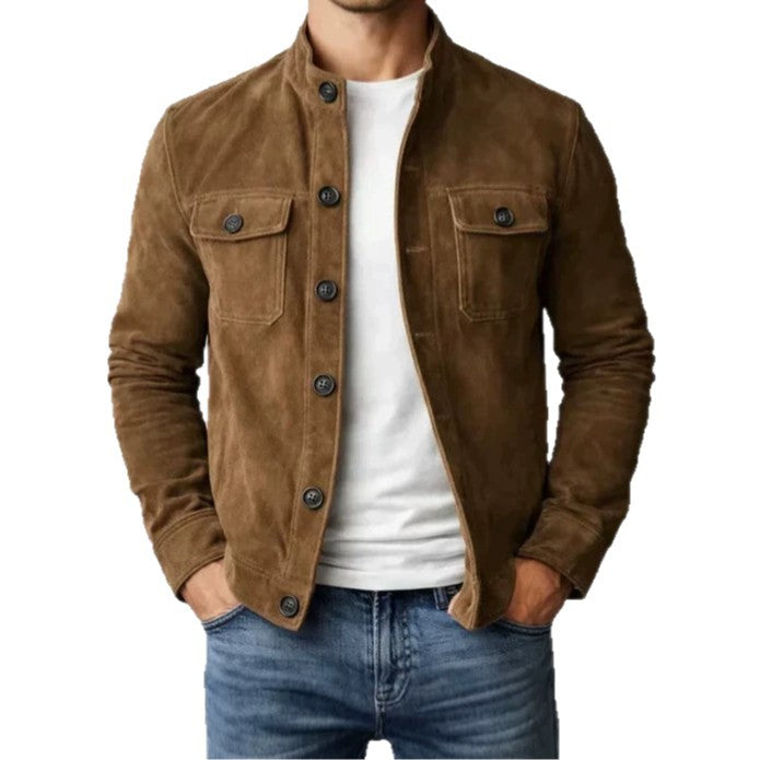 Herren Modische Wildlederjacke mit Knopfdetails – Valtoré