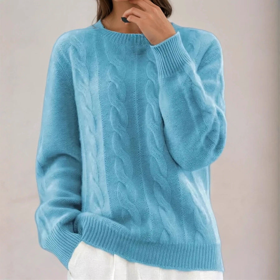 Damen Kuscheliger Zopfmuster-Feinstrickpullover mit legerer Passform – Mavelle