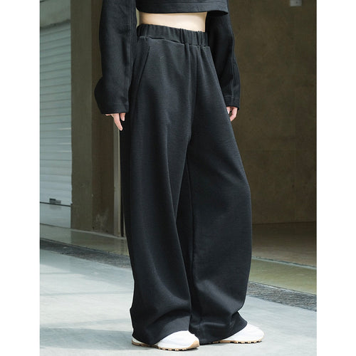 Damen Weite High‑Waist Sweathose aus Baumwoll-Fleece mit Elastbund und seitlichen Eingrifftaschen Echoarchiv