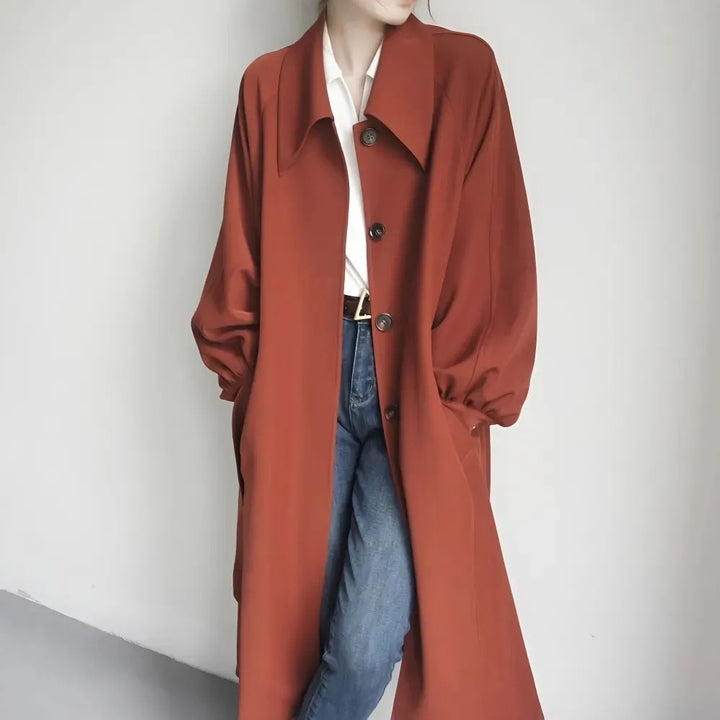 Damen Lange modische Jacke mit großem Kragen Echoarchiv