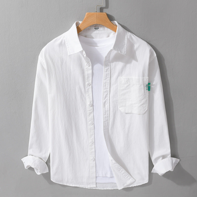 Herren Leichtes Baumwoll-Layering-Overshirt mit Brusttasche und Kentkragen Echoarchiv