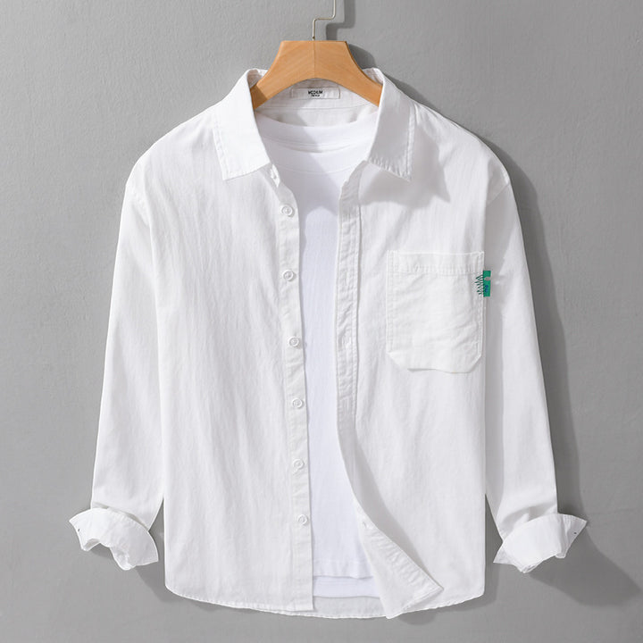 Herren Leichtes Baumwoll-Layering-Overshirt mit Brusttasche und Kentkragen Echoarchiv