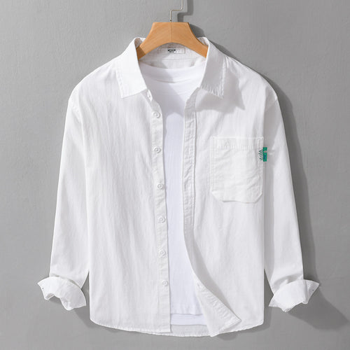 Herren Leichtes Baumwoll-Layering-Overshirt mit Brusttasche und Kentkragen Echoarchiv