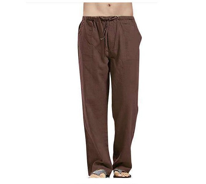 Herren nan lockere Leinenhose mit Tunnelzugbund und geradem Bein Echo Archiv