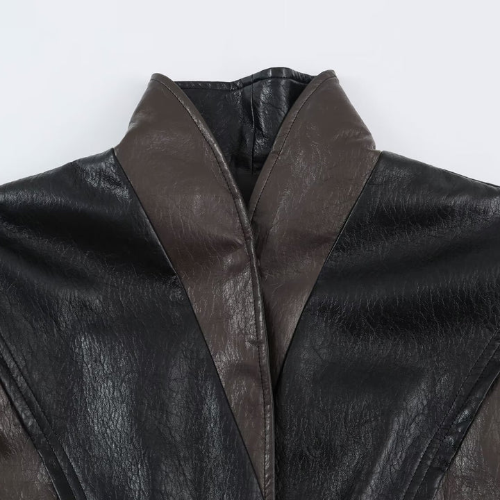 Damen Kurzjacke im Blousonstil mit hochabschließendem Kragen und Bindegürtel Echoarchiv