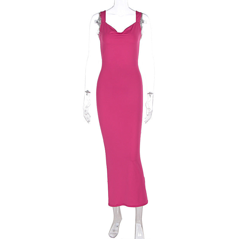 Damen Elegantes Maxikleid mit tiefem Ausschnitt und hochwertigem Stoff Echo Archiv