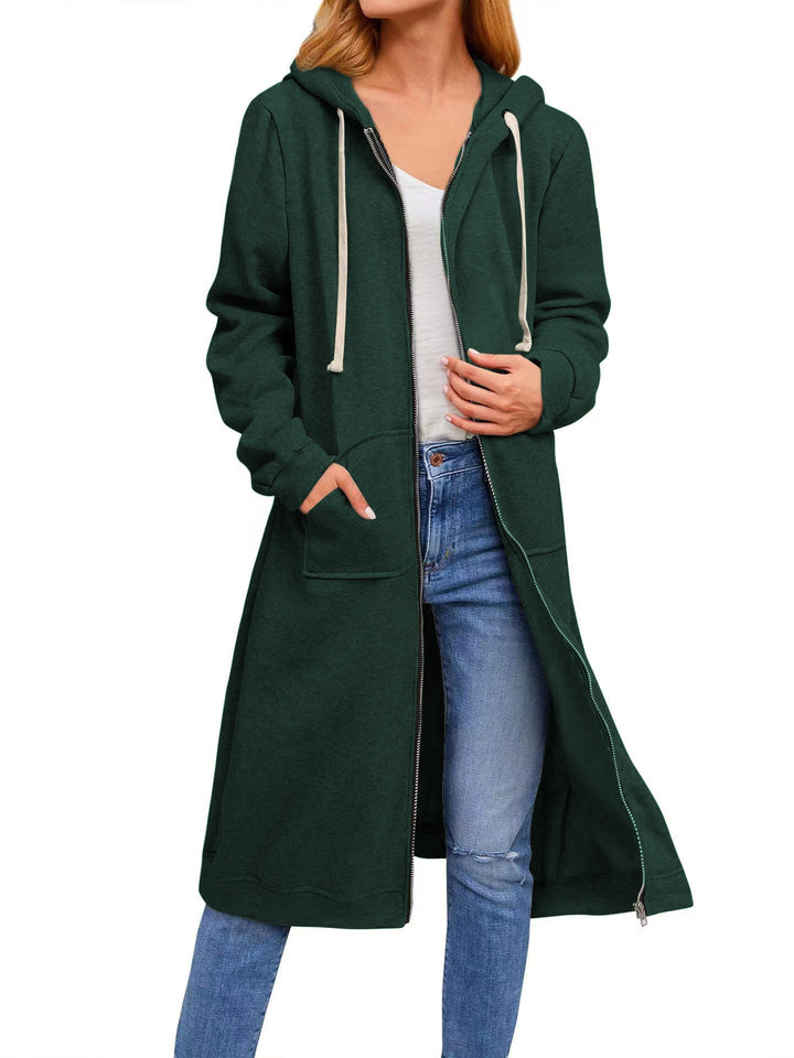Damen Long Hoodie-Jacke aus bequemen SwEchoarchivtmaterial mit Taschen Echoarchiv