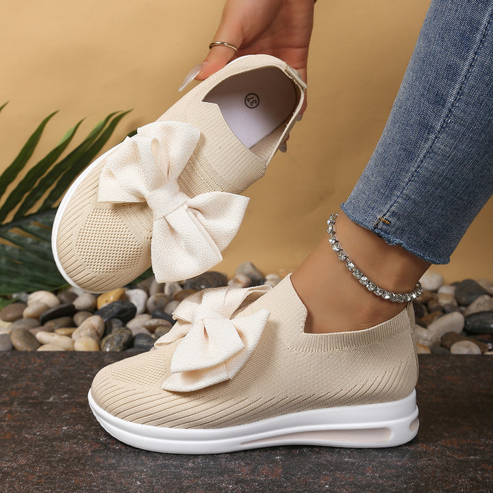 Damen Strick‑Slip‑On‑Sneaker mit großer dekorativer Schleife und atmungsaktiver Strickstruktur Echo Archiv