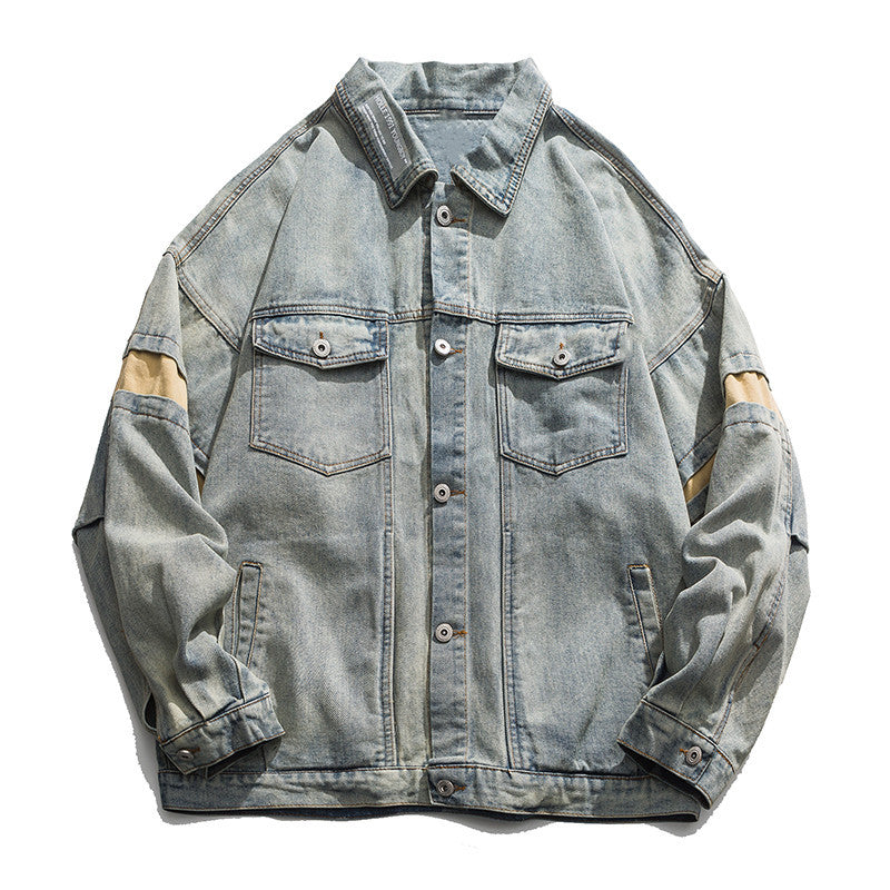 Herren Lässige Denimjacke mit tiefem Kragen Echoarchiv