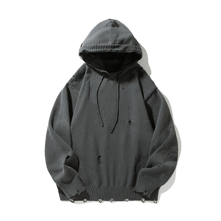 Unisex Oversize Strick‑Kapuzenpullover im Destroyed‑Look Echo Archiv